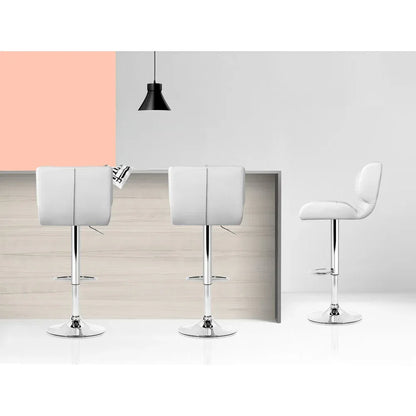 Artiss 2x Bar Stools Gas Lift Leather Padded White - Mekamart Australia