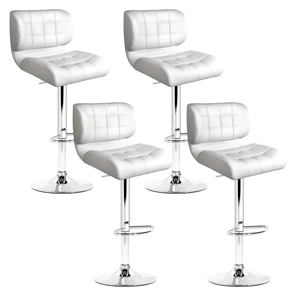 Artiss 4x Bar Stools Gas Lift Leather Padded White - Mekamart Australia