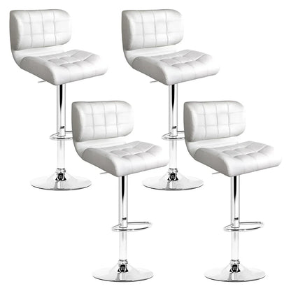Artiss 4x Bar Stools Gas Lift Leather Padded White - Mekamart Australia