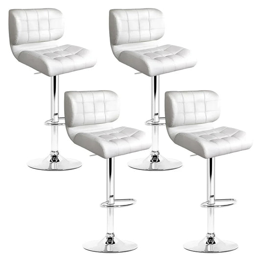 Artiss 4x Bar Stools Gas Lift Leather Padded White - Mekamart Australia