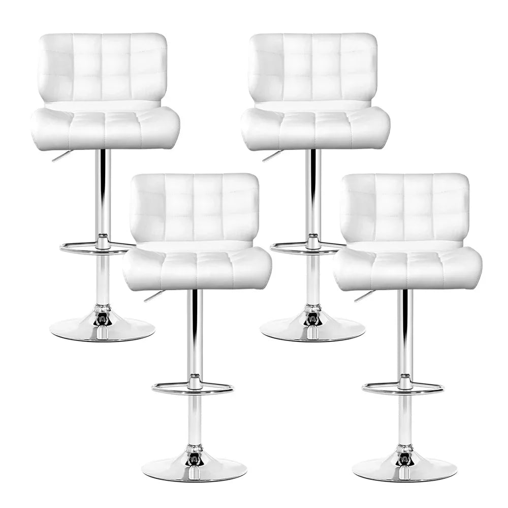 Artiss 4x Bar Stools Gas Lift Leather Padded White - Mekamart Australia