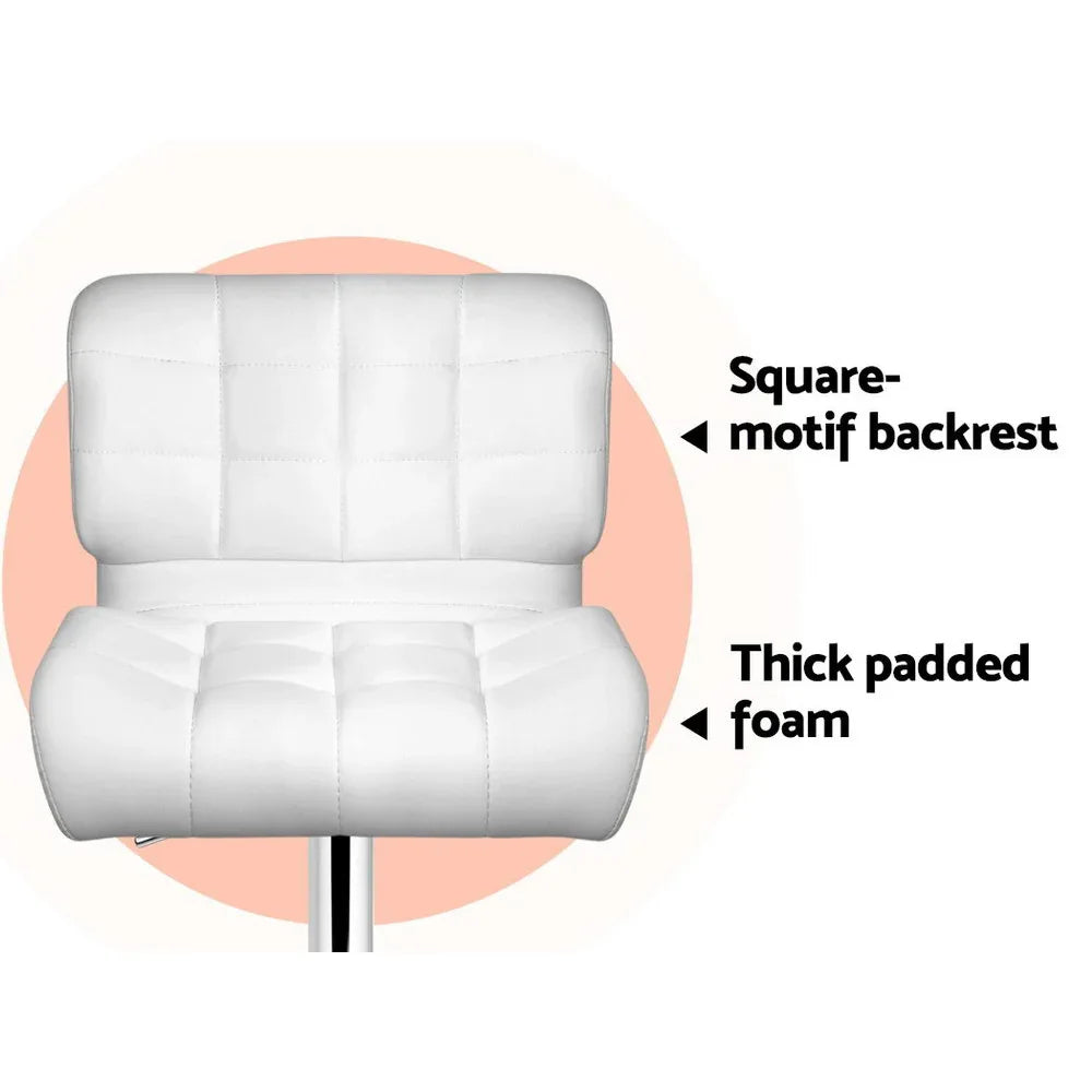Artiss 4x Bar Stools Gas Lift Leather Padded White - Mekamart Australia