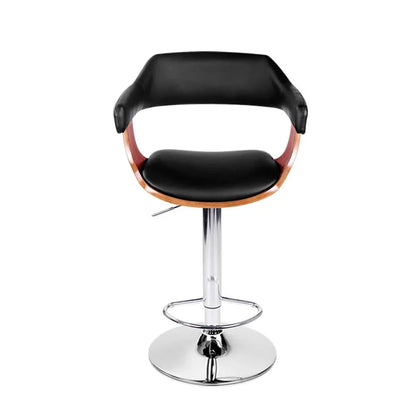Artiss Bar Stools Gas Lift Leather w/Armrest Black - Mekamart Australia