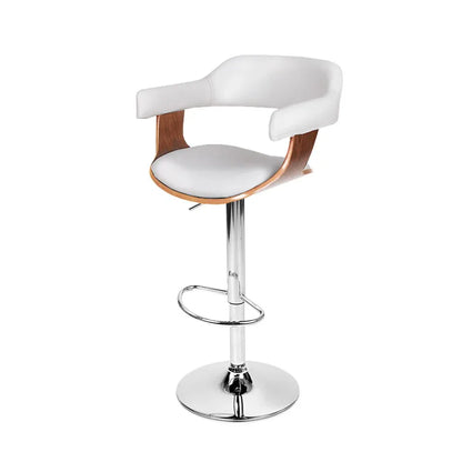Artiss Bar Stools Gas Lift Leather w/Armrest White - Mekamart Australia