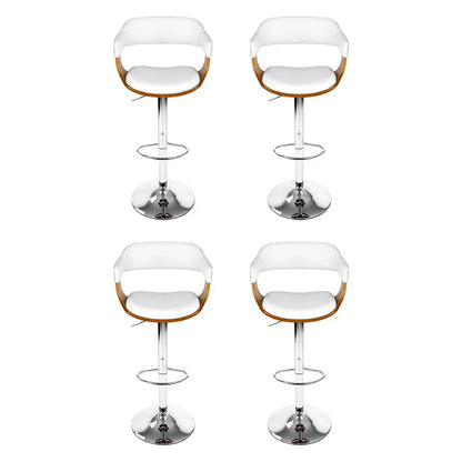 4x Artiss Bar Stools Gas Lift Leather with Armrest White - Mekamart Australia