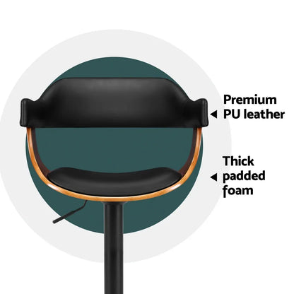 Artiss 4x Bar Stools Gas Lift Leather w/Armrest All Black - Mekamart Australia