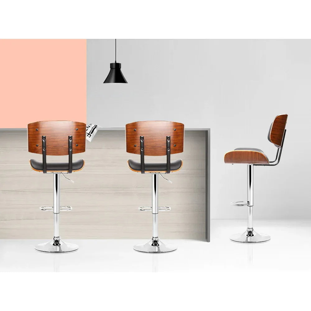 Artiss Bar Stools Gas Lift Leather Black - Mekamart Australia