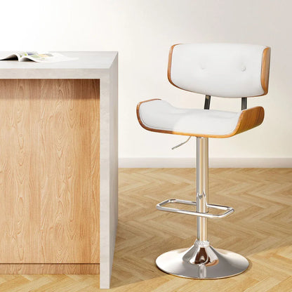 Artiss Bar Stools Gas Lift Leather White - Mekamart Australia