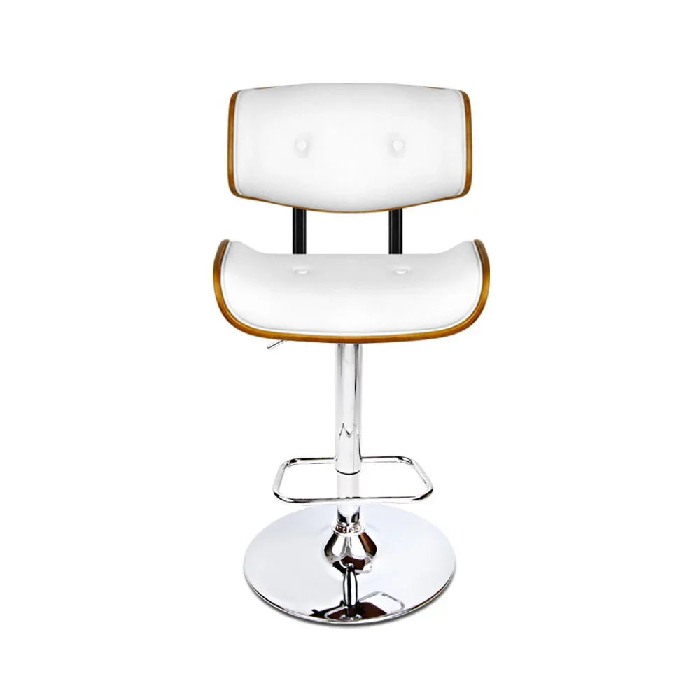 Artiss Bar Stools Gas Lift Leather White - Mekamart Australia