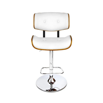 Artiss Bar Stools Gas Lift Leather White - Mekamart Australia