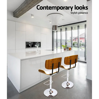 Artiss Bar Stools Gas Lift Leather White - Mekamart Australia
