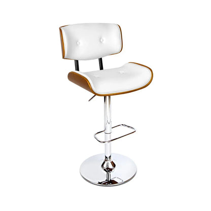 Artiss Bar Stools Gas Lift Leather White - Mekamart Australia