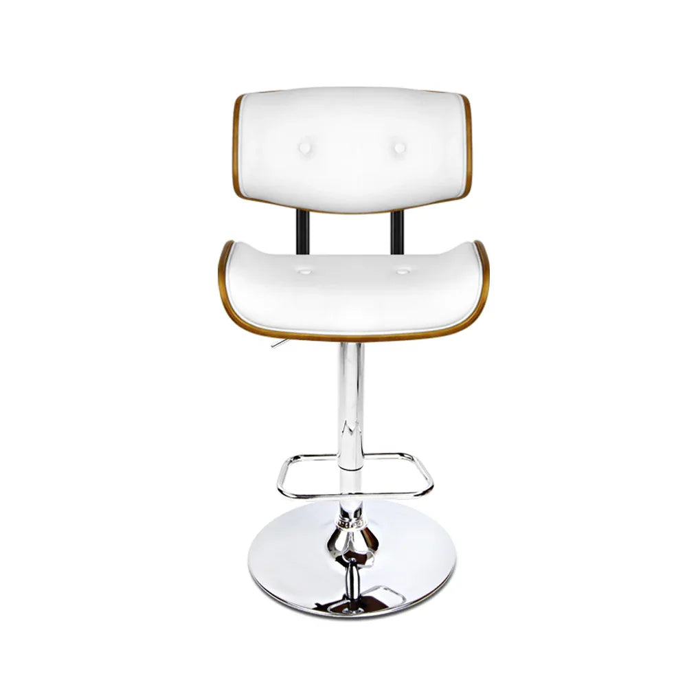 Artiss 2x Bar Stools Gas Lift Leather White - Mekamart Australia