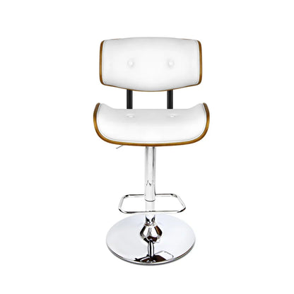 Artiss 2x Bar Stools Gas Lift Leather White - Mekamart Australia