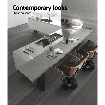 Artiss Bar Stools Gas Lift Leather All Black - Mekamart Australia