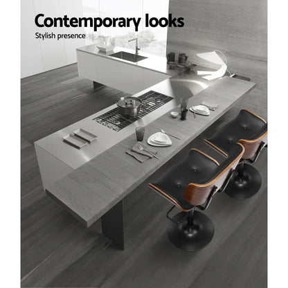 Artiss 4x Bar Stools Gas Lift Leather All Black - Mekamart Australia