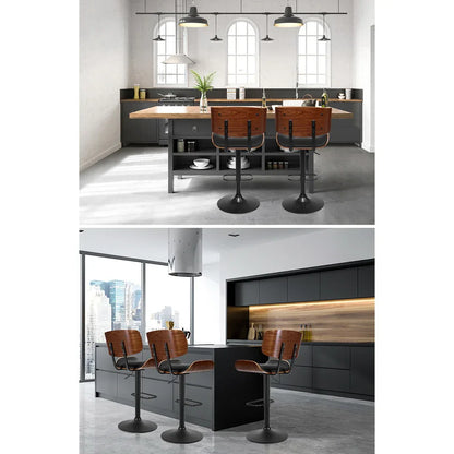 Artiss 4x Bar Stools Gas Lift Leather All Black - Mekamart Australia