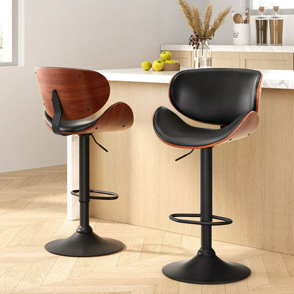 Artiss Bar Stools Kitchen Leather Barstools Swivel Gas Lift Chairs Black x2 - Mekamart Australia