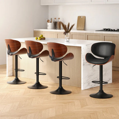 Artiss 4x Bar Stools Gas Lift Leather Padded Black - Mekamart Australia