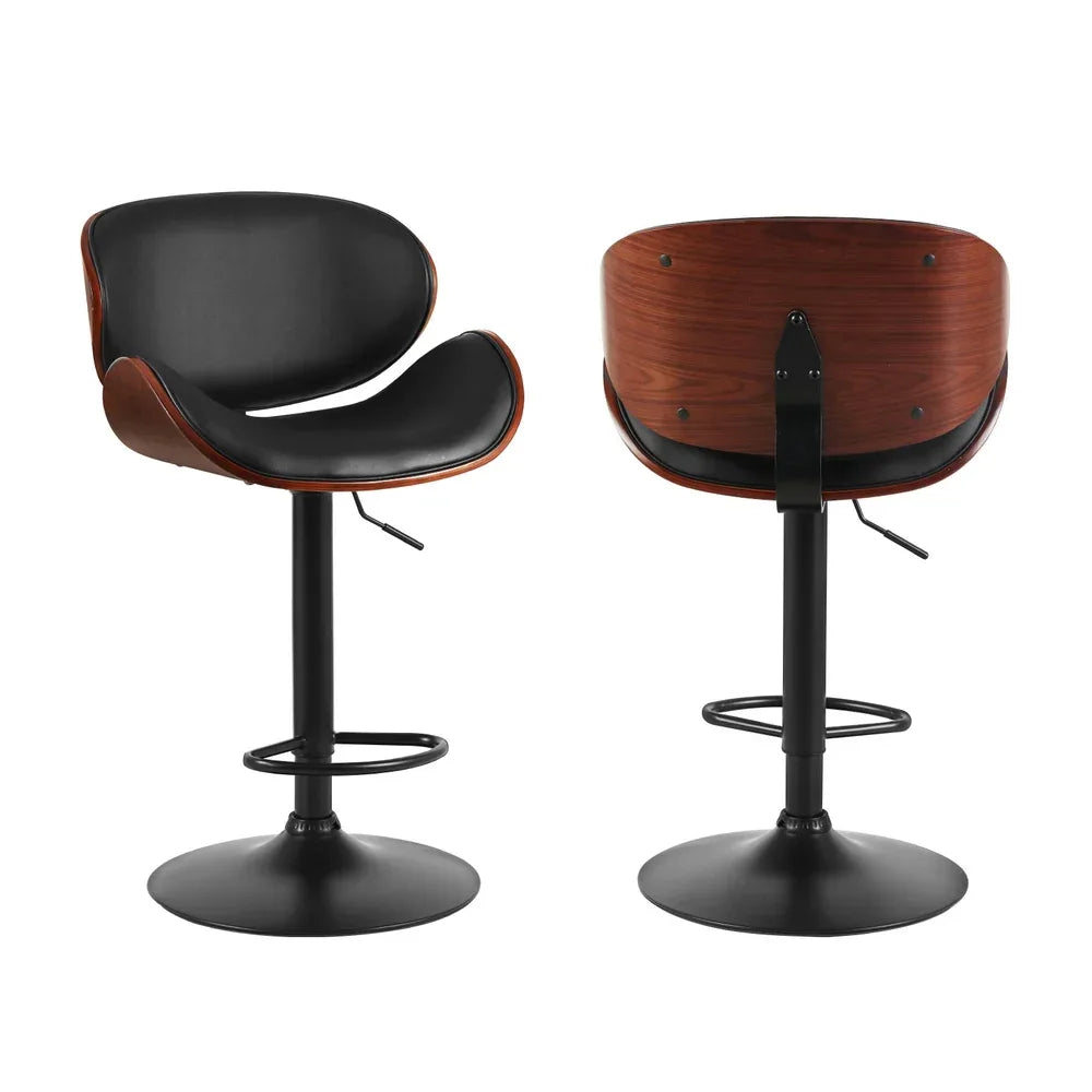 Artiss 4x Bar Stools Gas Lift Leather Padded Black - Mekamart Australia