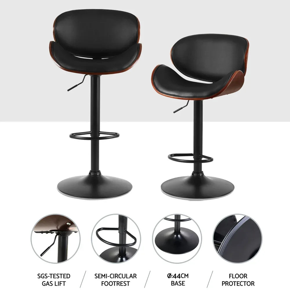 Artiss 4x Bar Stools Gas Lift Leather Padded Black - Mekamart Australia