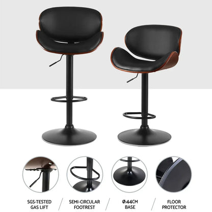 Artiss 4x Bar Stools Gas Lift Leather Padded Black - Mekamart Australia