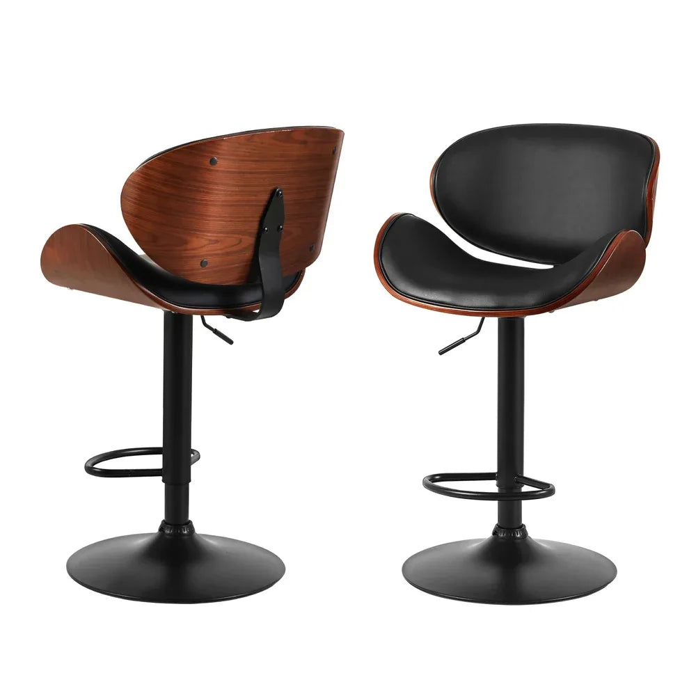 Artiss 4x Bar Stools Gas Lift Leather Padded Black - Mekamart Australia