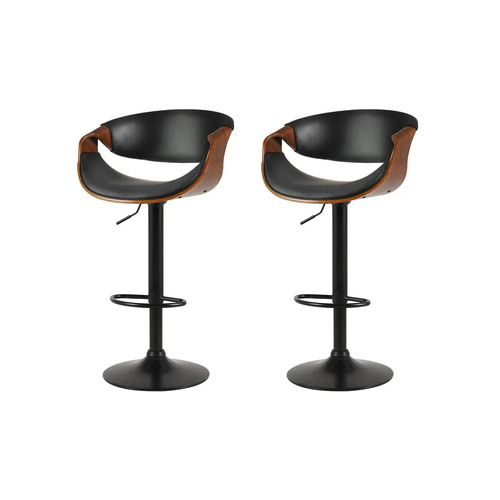 Artiss 2x Bar Stools Gas Lift Leather w/Armrest - Mekamart Australia