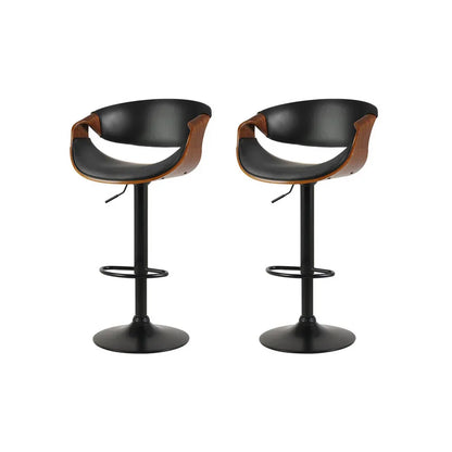 Artiss 2x Bar Stools Gas Lift Leather w/Armrest - Mekamart Australia