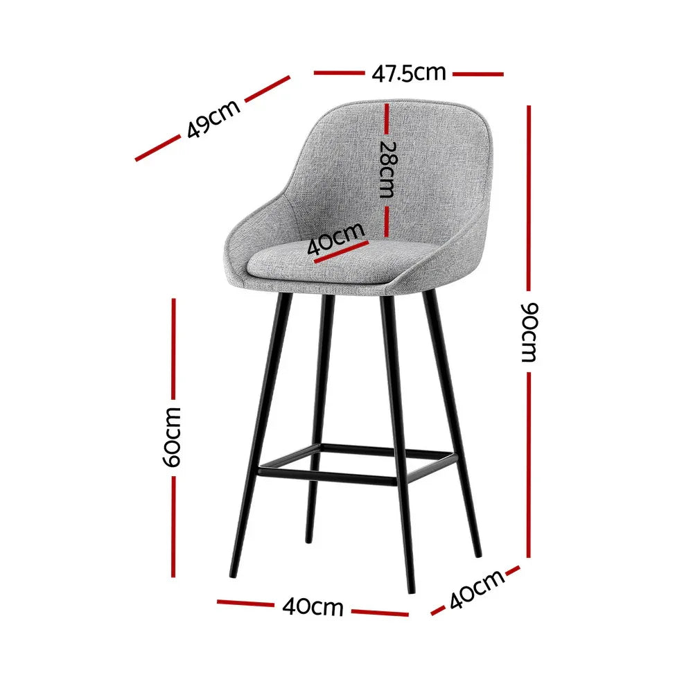 Artiss 2x Bar Stools Upholstered Stool Counter Seat Kitchen Dining Chairs - Mekamart Australia