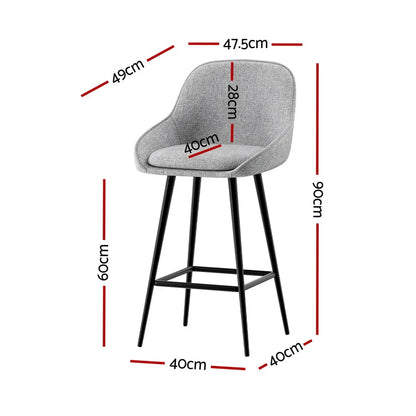 Artiss 2x Bar Stools Upholstered Stool Counter Seat Kitchen Dining Chairs - Mekamart Australia
