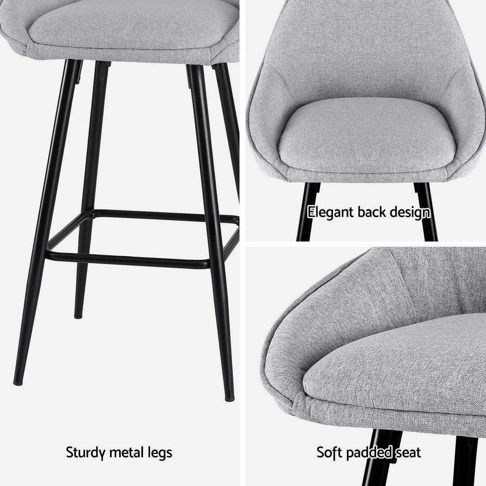 Artiss 2x Bar Stools Upholstered Stool Counter Seat Kitchen Dining Chairs - Mekamart Australia