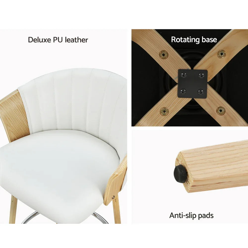 Artiss Bar Stools Kitchen Leather Barstools Swivel Counter Chairs x2 - Mekamart Australia