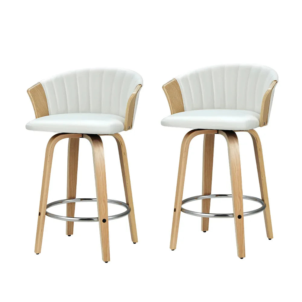 Artiss Bar Stools Kitchen Leather Barstools Swivel Counter Chairs x2 - Mekamart Australia