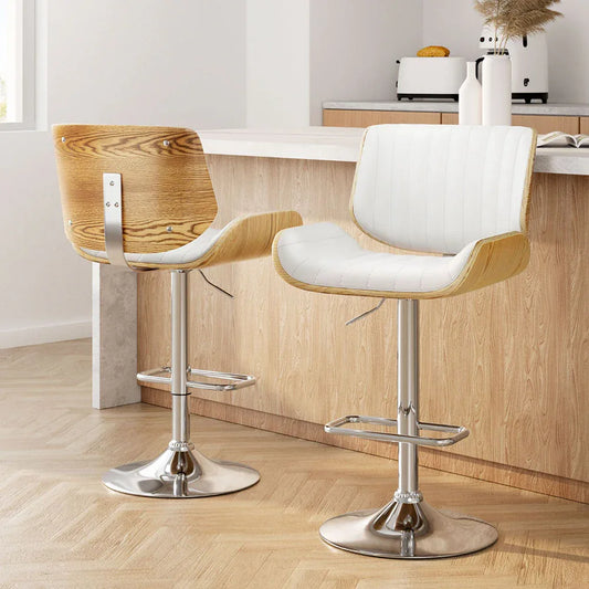 Artiss 2x Bar Stools Adjustable Leather Chairs - Mekamart Australia