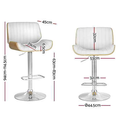 Artiss 2x Bar Stools Adjustable Leather Chairs - Mekamart Australia