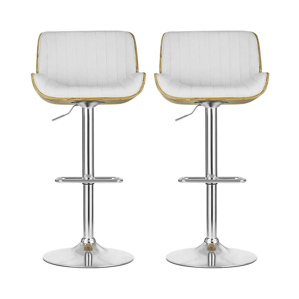 Artiss 2x Bar Stools Adjustable Leather Chairs - Mekamart Australia