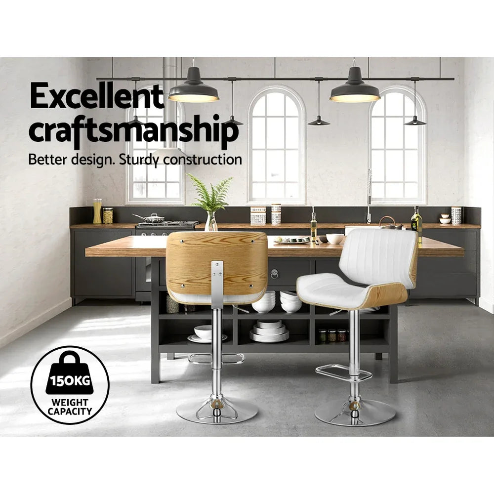 Artiss 2x Bar Stools Adjustable Leather Chairs - Mekamart Australia