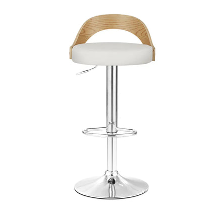 Artiss 2x Bar Stools Adjustable Leather Padded White - Mekamart Australia