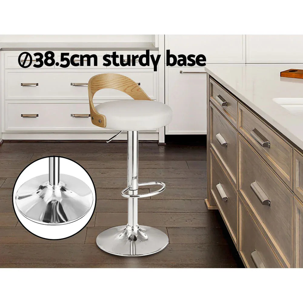 Artiss 2x Bar Stools Adjustable Leather Padded White - Mekamart Australia