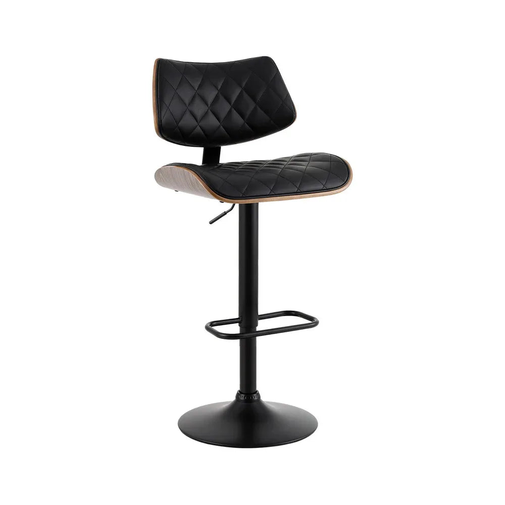 Artiss Bar Stools Kitchen Dining Chairs Gas Lift Stool Wooden Leather Black - Mekamart Australia