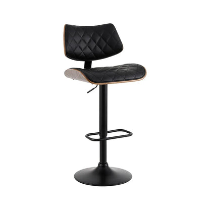 Artiss Bar Stools Kitchen Dining Chairs Gas Lift Stool Wooden Leather Black - Mekamart Australia
