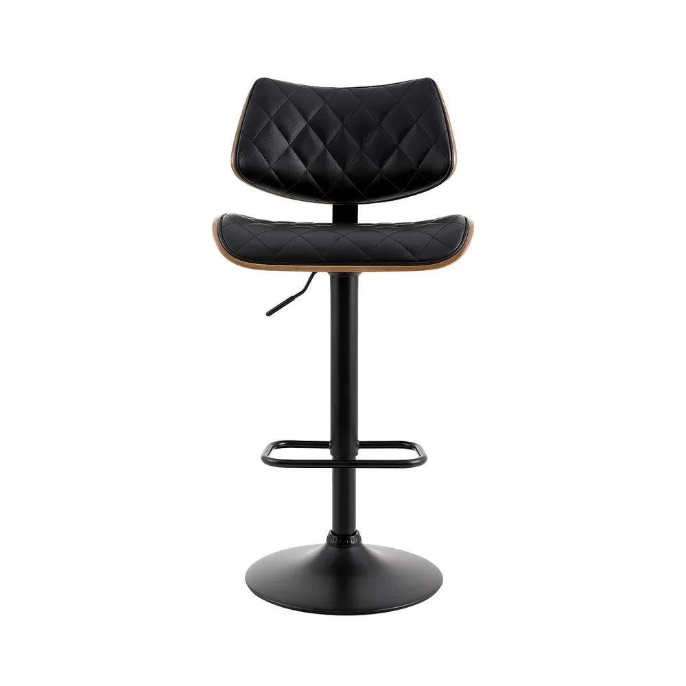 Artiss Bar Stools Kitchen Dining Chairs Gas Lift Stool Wooden Leather Black - Mekamart Australia