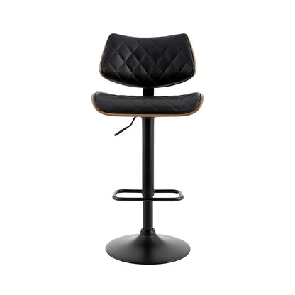 Artiss Bar Stools Kitchen Dining Chairs Gas Lift Stool Wooden Leather Black - Mekamart Australia