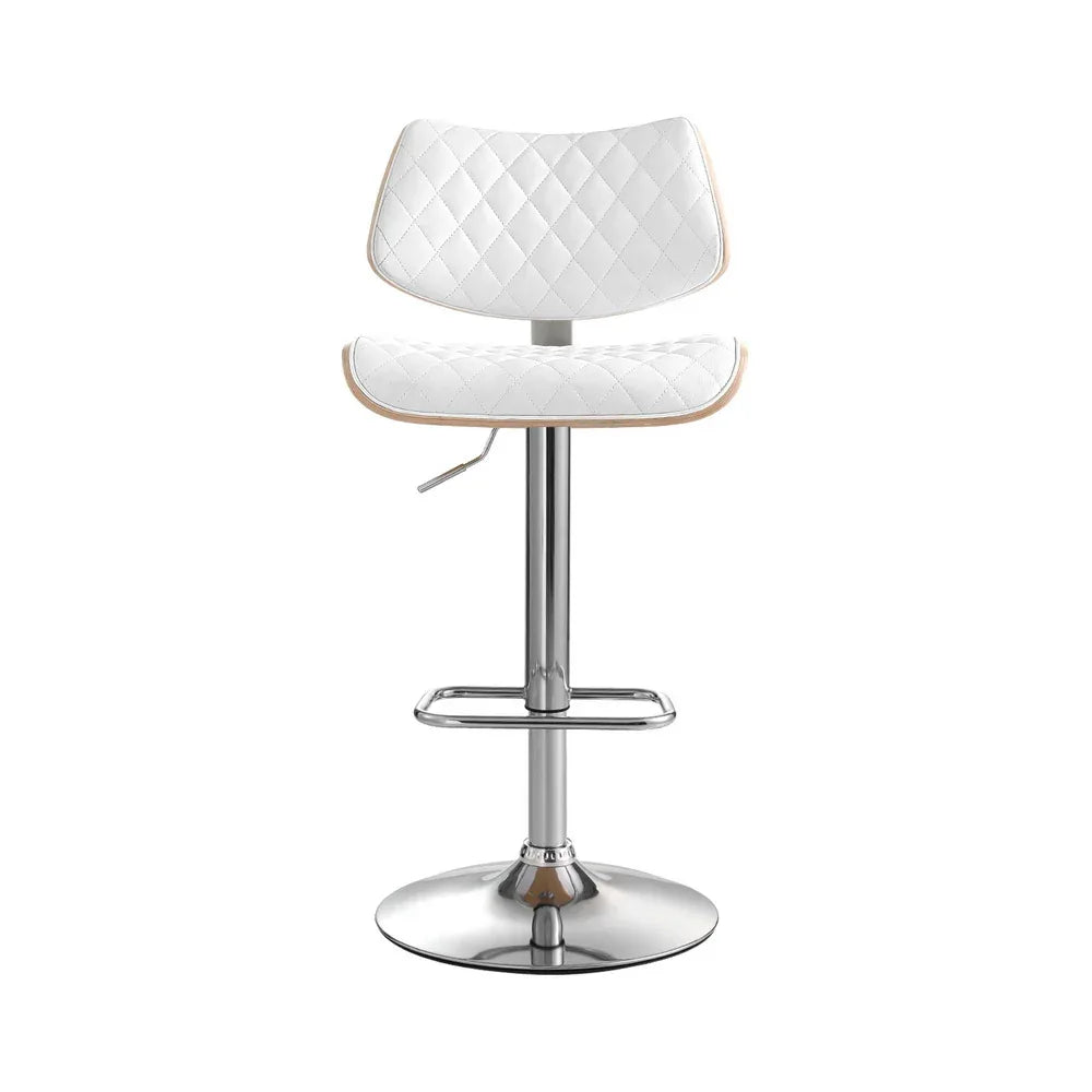 Artiss Bar Stools Kitchen Dining Chairs Gas Lift Stool Wooden Leather White - Mekamart Australia