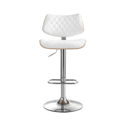 Artiss Bar Stools Kitchen Dining Chairs Gas Lift Stool Wooden Leather White - Mekamart Australia