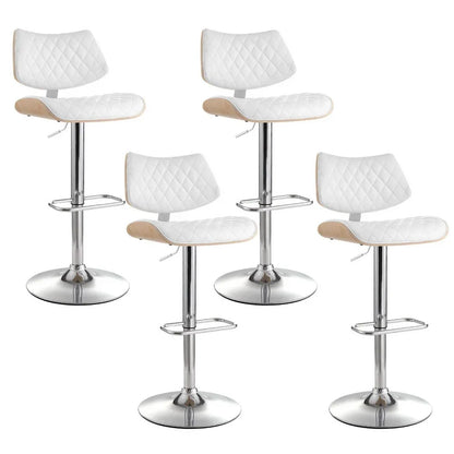 Artiss 4x Bar Stools Kitchen Dining Chairs Gas Lift Stool Wooden Leather White - Mekamart Australia