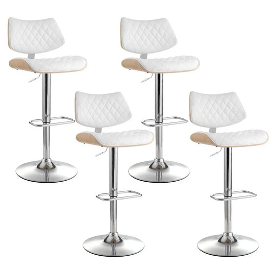 Artiss 4x Bar Stools Kitchen Dining Chairs Gas Lift Stool Wooden Leather White - Mekamart Australia
