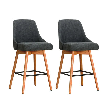 Artiss 2x Bar Stools Swivel Seat Wooden Charcoal - Mekamart Australia