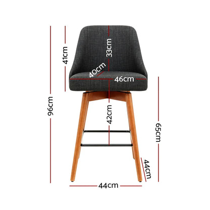 Artiss 2x Bar Stools Swivel Seat Wooden Charcoal - Mekamart Australia